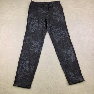 FDJ French Dressing Jeans Suzanne Straight Leg Floral Print Grey Pants Size 8